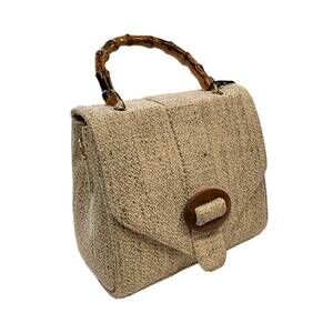 NEW WENZ women's bamboo handle handbag in off white